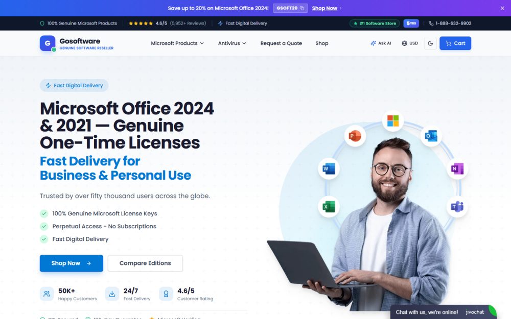 Screenshot of the GoSoftwareBuy — Software Licence Store website