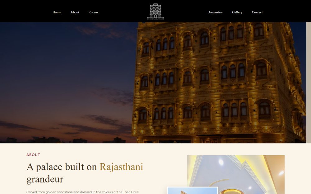 Screenshot of the Hotel Jigyasa Palace, Jaisalmer website
