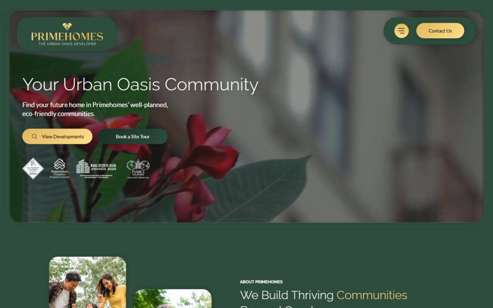 Screenshot of the Primehomes Real Estate Developer website