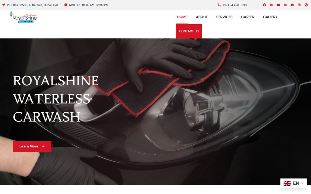 Screenshot of the Royal Shines website