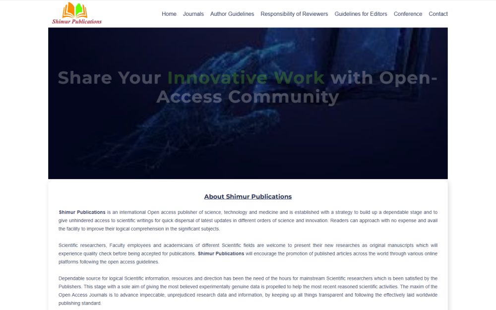 Screenshot of the Shimur Publications website