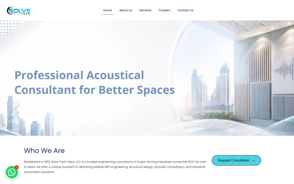 Screenshot of the Solve Tech ME website