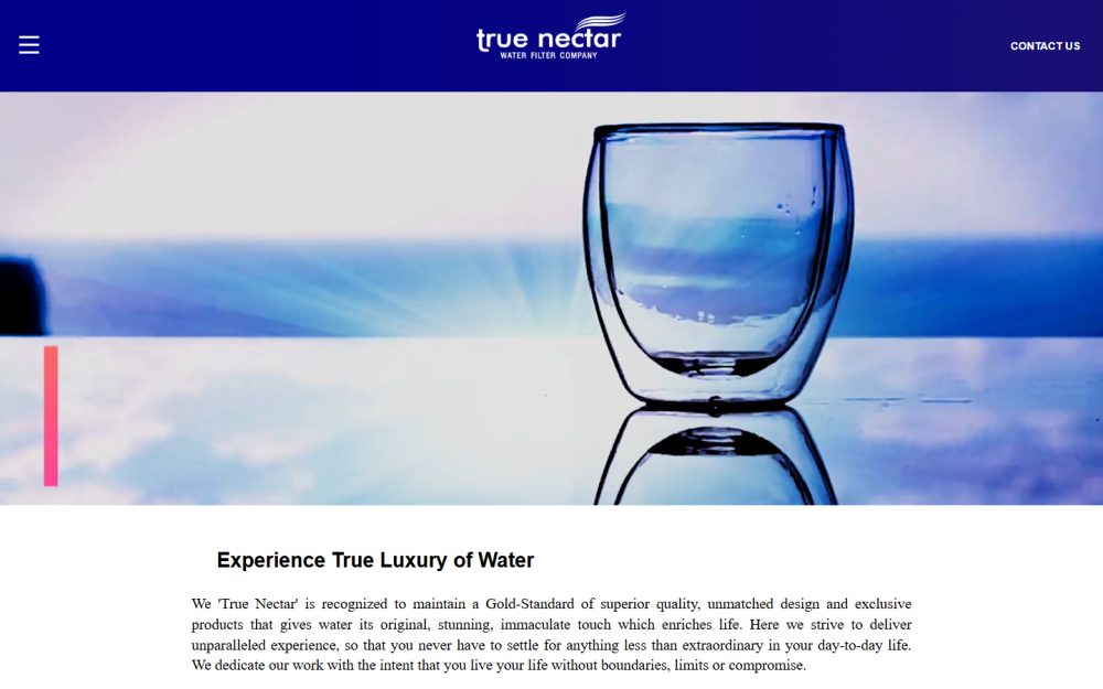 Screenshot of the True Nectar website